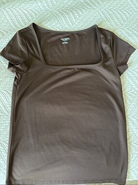 wild fable Chocolate Square-Neck Short Sleeve Top